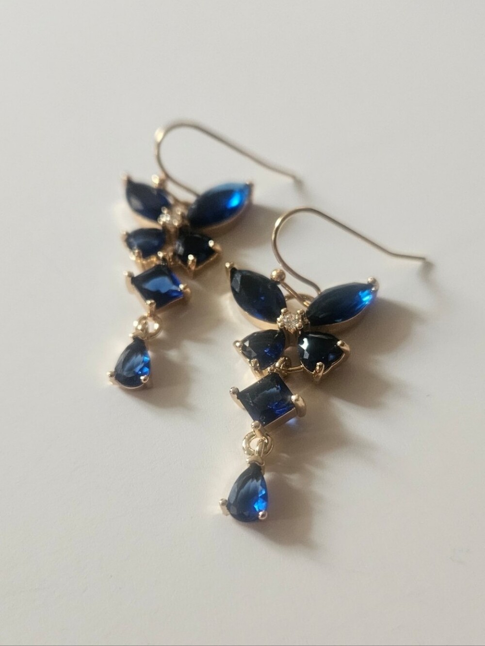 Gold-Setting Blue Crystal Drop Earrings - Women Jewelry